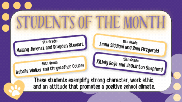 October Students and Staff of the Month 2026