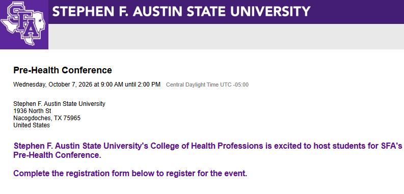 SFA Health Conference Opportunity