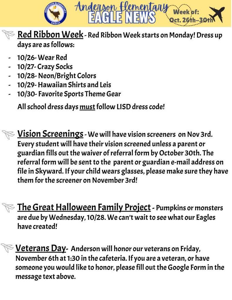Anderson newsletter 10/26-10/30