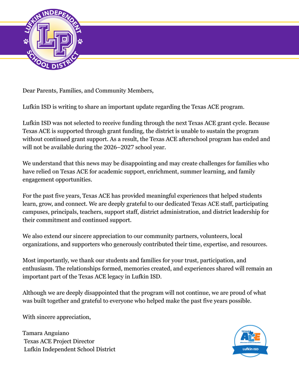 Texas ACE Letter English