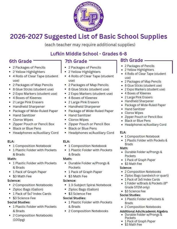 School Supply List