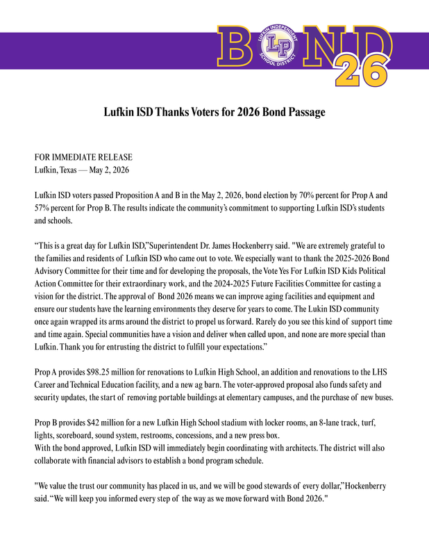 Bond Press Release