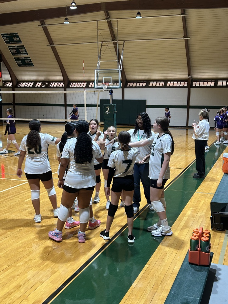 students playing volleyball