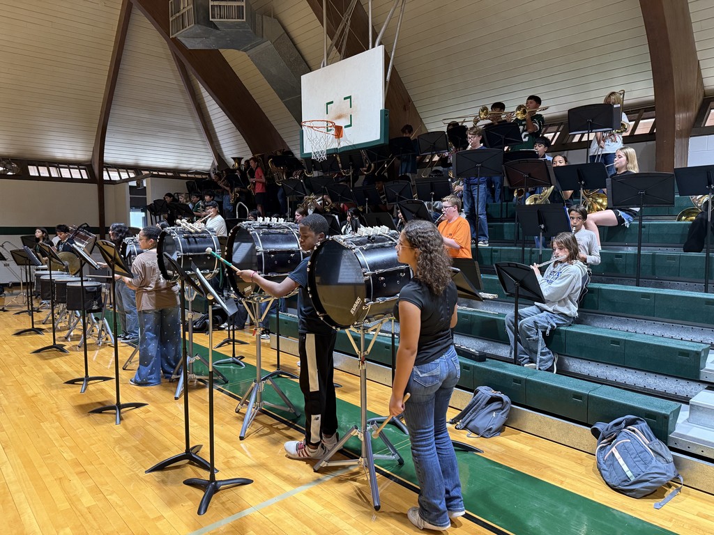 students playing in band