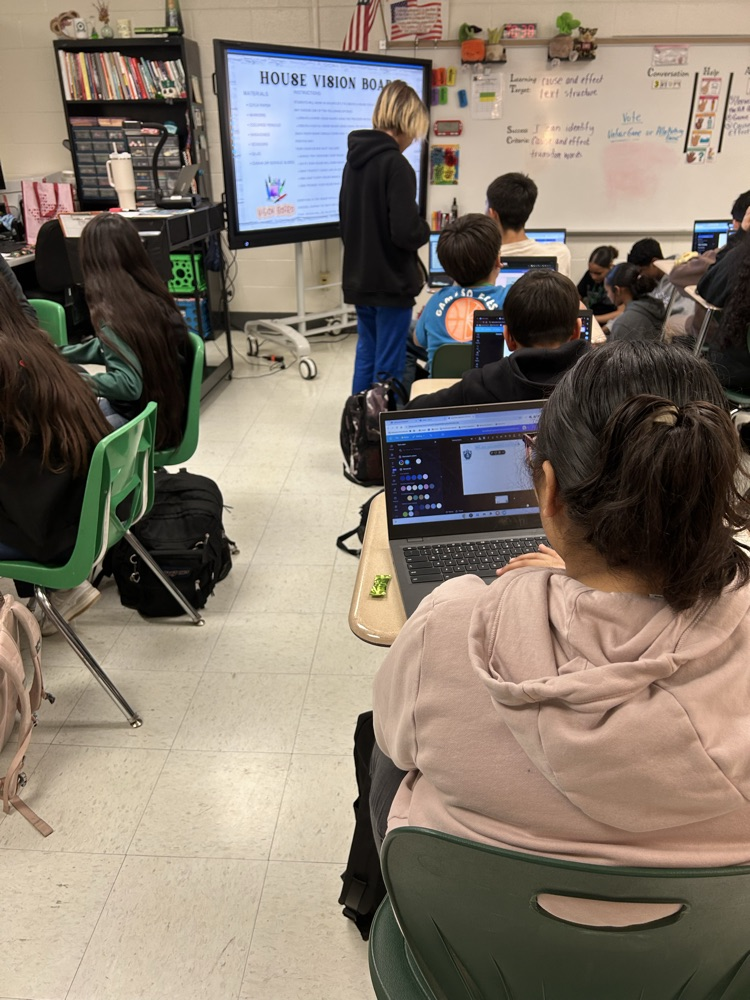 students working on vision board