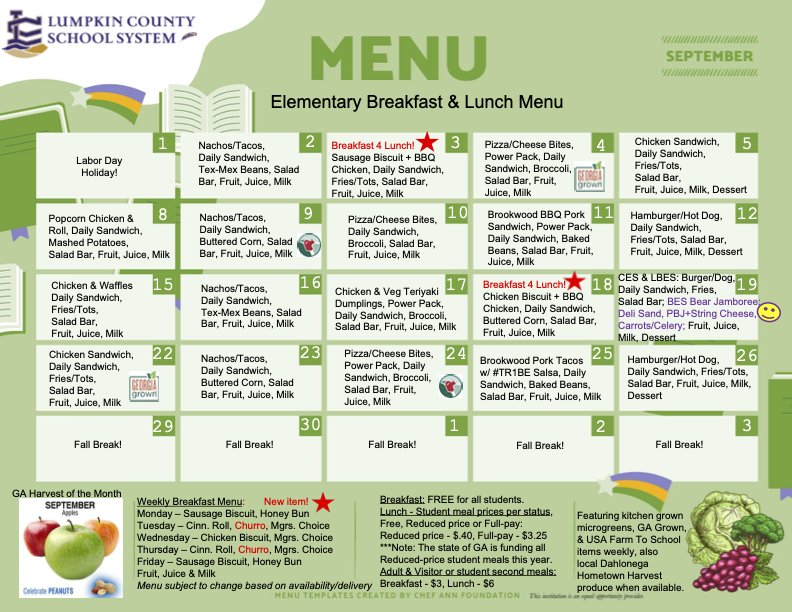 September 25 Menu
