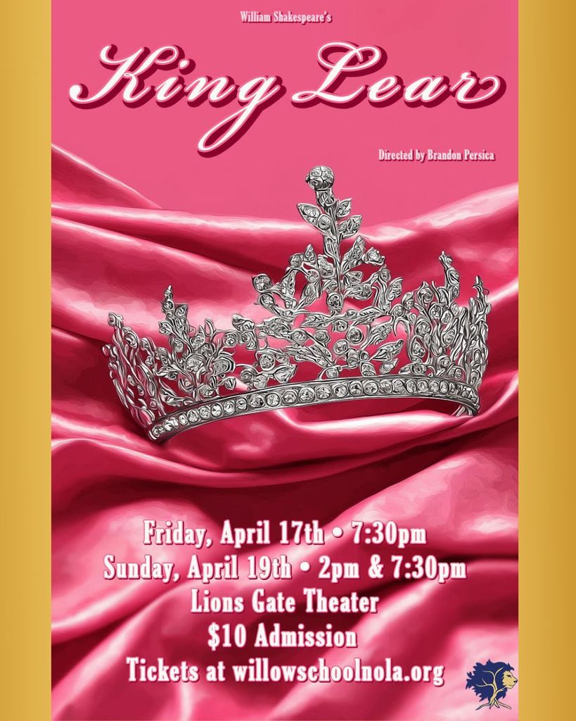 A poster listing performance times for King Lear