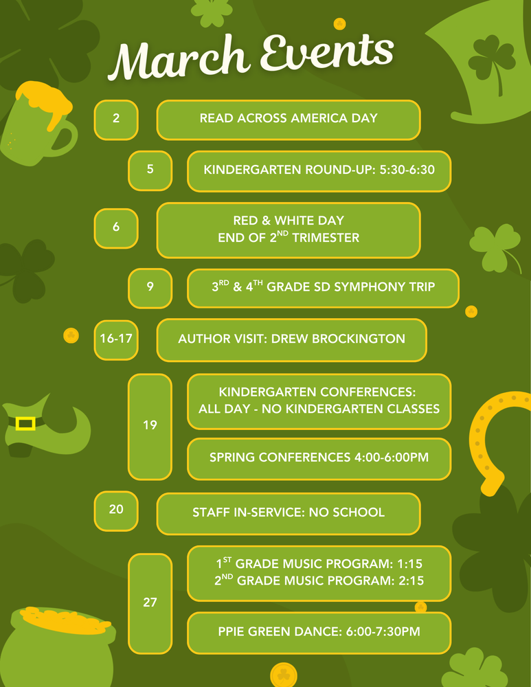 March Calendar of Events