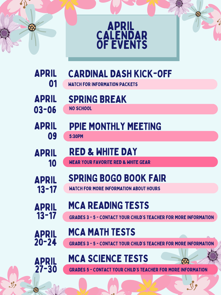 April Calendar of Events
