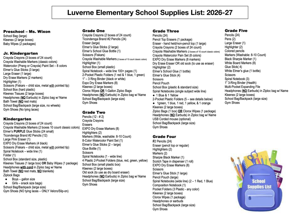26-27 School Supply List