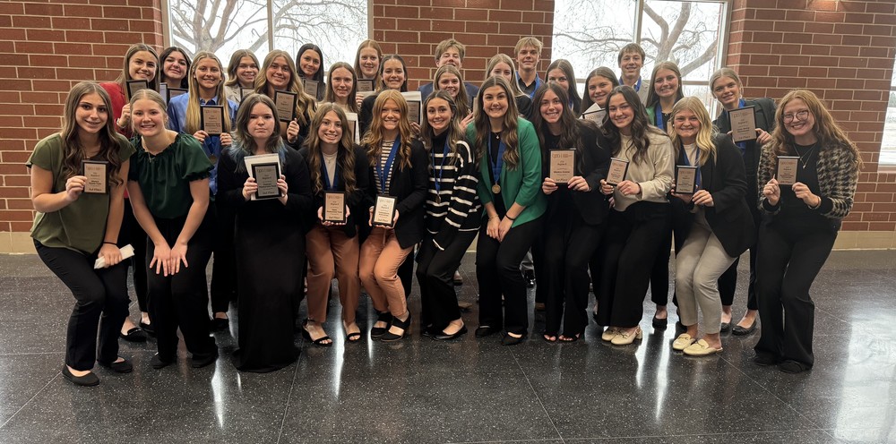 BPA students pose with their awards