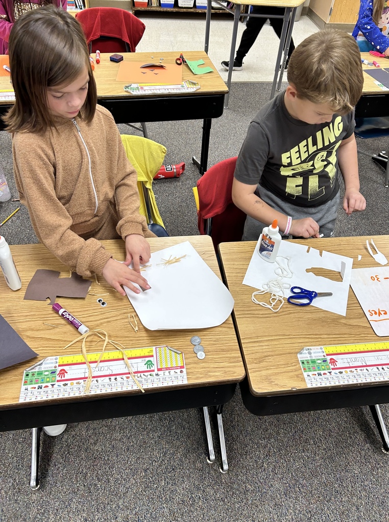 Today for a fun a Halloween activity each student in Mrs. Schomacker's 2nd grade class was given a one dollar bill and had to plan out which supplies they would like to buy to create a fall character. They practiced planning for how much money they would need to spend and also what change they would get back to buy more supplies later. Their creations turned out awesome!