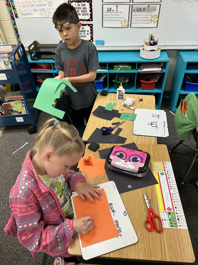 Today for a fun a Halloween activity each student in Mrs. Schomacker's 2nd grade class was given a one dollar bill and had to plan out which supplies they would like to buy to create a fall character. They practiced planning for how much money they would need to spend and also what change they would get back to buy more supplies later. Their creations turned out awesome!