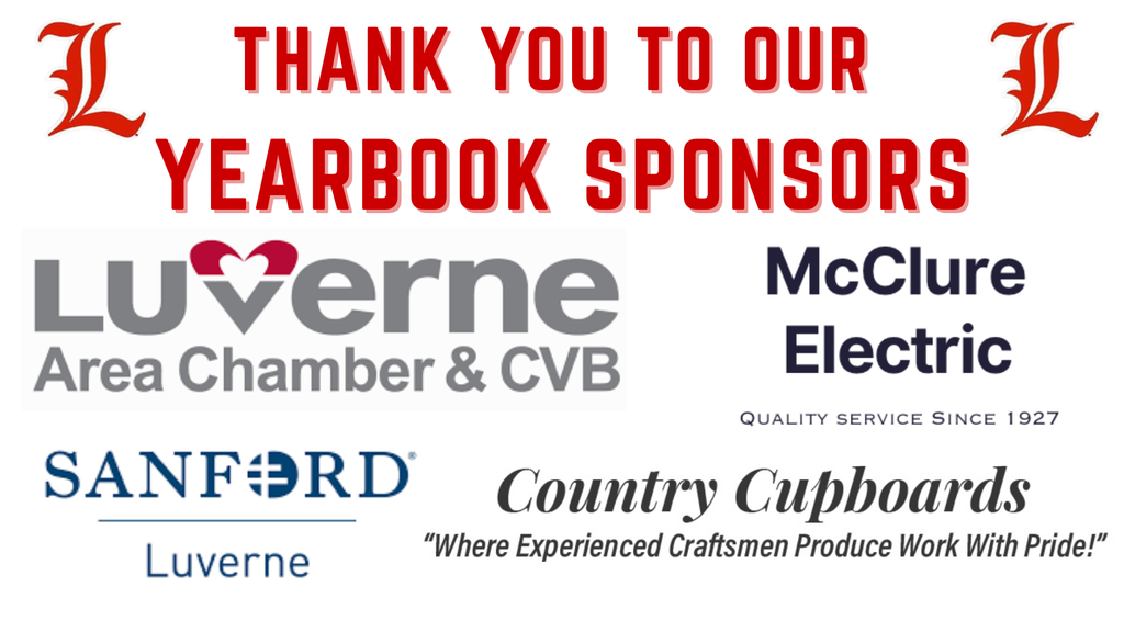 Sponsor Thank You Graphic: Luverne Chamber, McClure Electric, Sanford, Country Cupboards