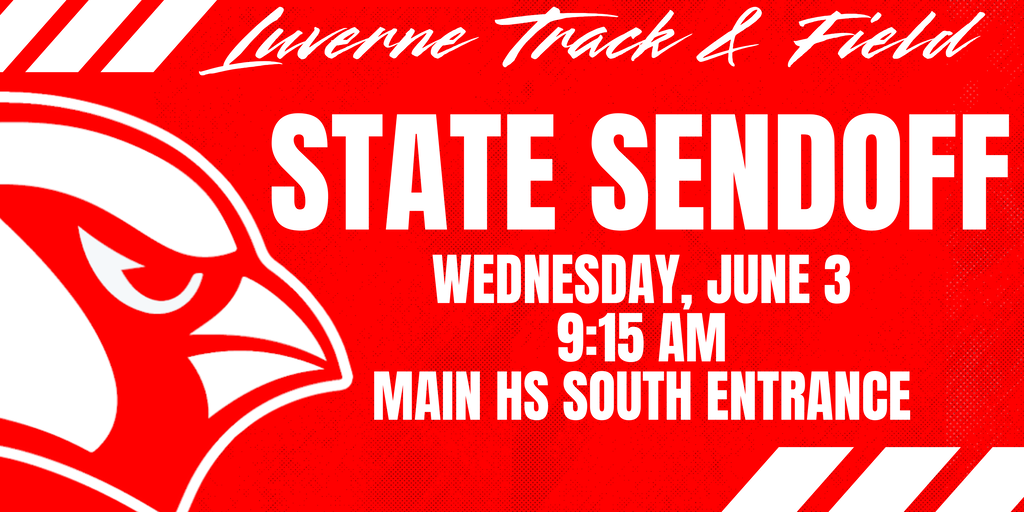 State Sendoff Image- Meet on Wednesday, June 3 at 9:15 am by the new south main entrance to wish them well!