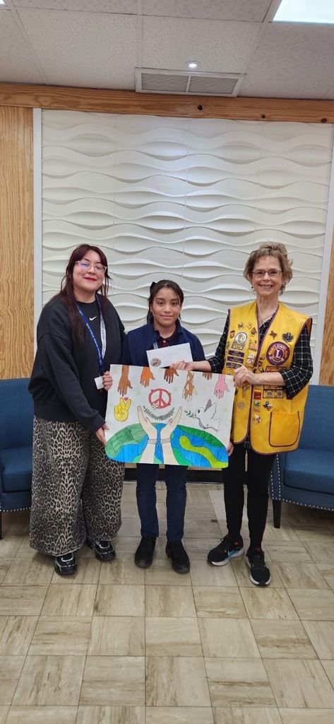We’re proud to celebrate our talented student, Mia Martinez, for being awarded and recognized in the Annual Peace Poster Contest hosted by the Lions Club of El Paso! 🦁🎨  This inspiring event promotes art, creativity, and a message of peace throughout our community. Way to represent our school with such talent and heart, Mia! 💙✨ #StudentSuccess #PeacePoster #ProudSchool