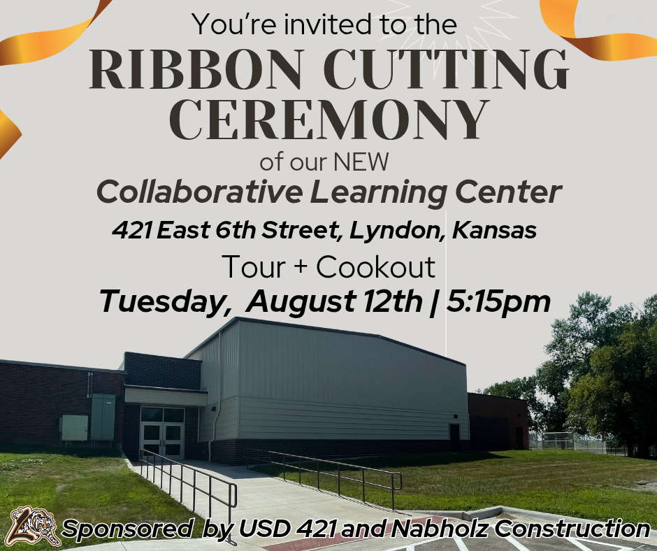 Ribbon Cutting: 5: 15 PM Tuesday, August 13th SW side of LEMS on Cedar Street
