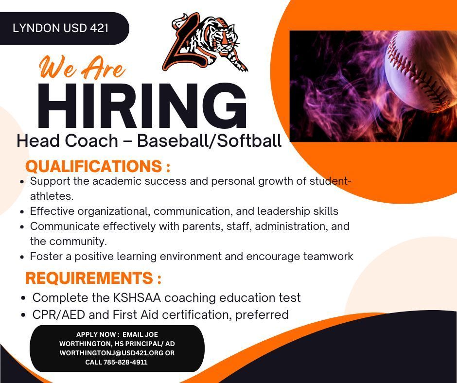 Hiring: Head Coach Softball and Baseball