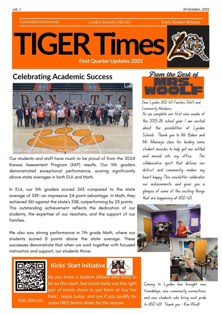 Superintendent Newsletter: Tiger Times 1st Qrtr 2025 P1