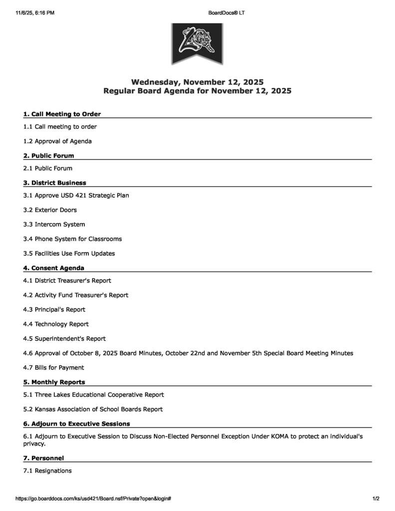 November 12 2025 Regular BOE Mtg P1