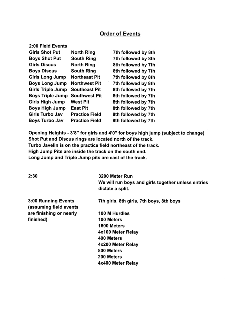 order of events