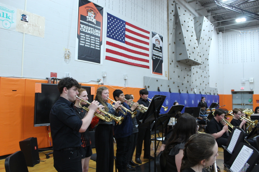 students playing in band
