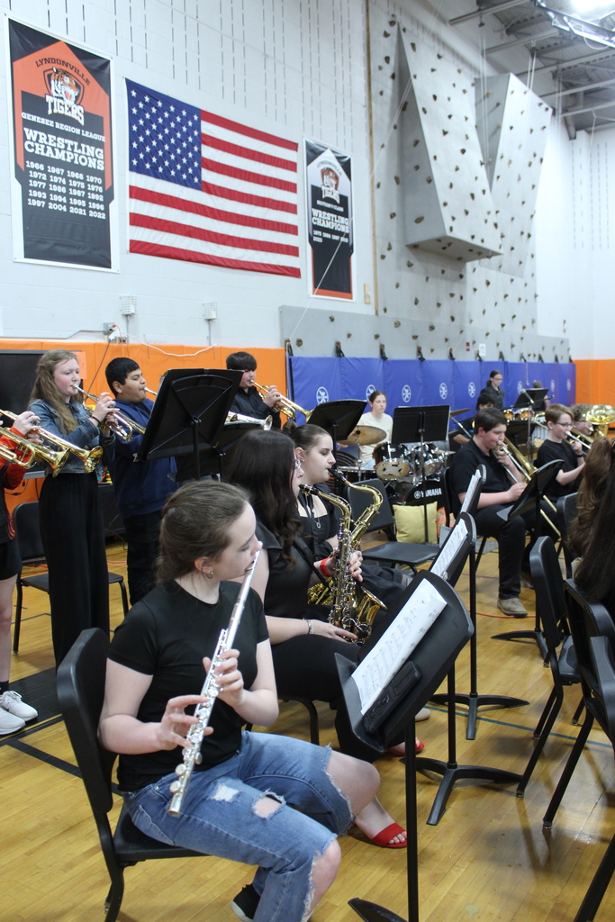 students playing in band