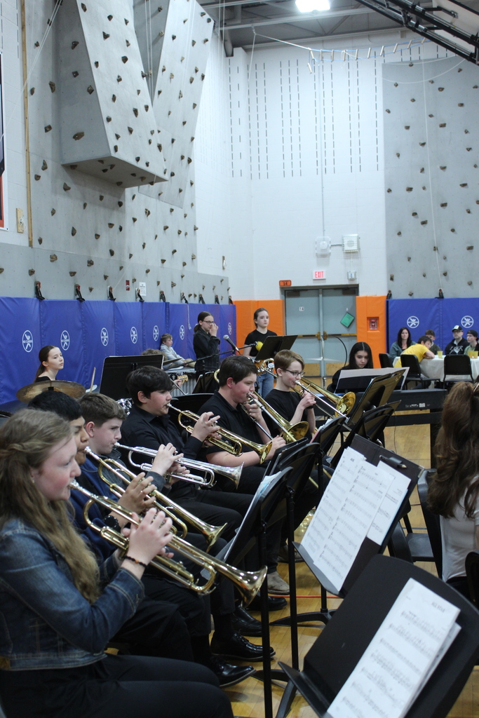 students playing in band