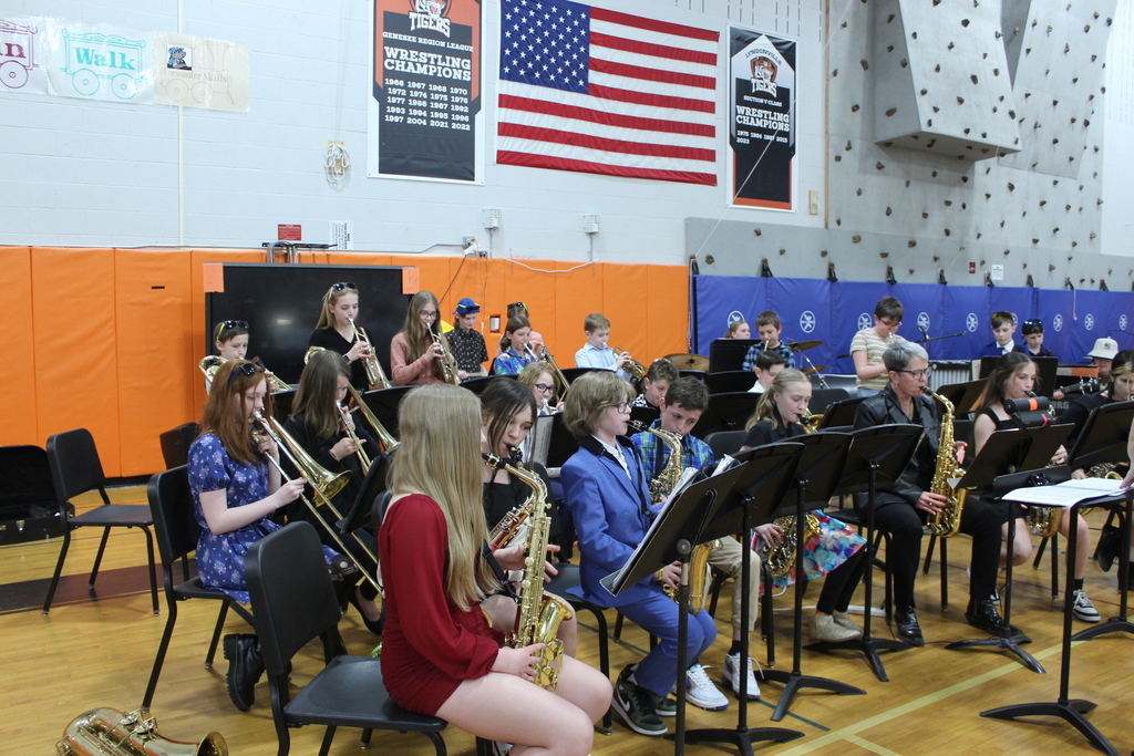 students playing in band
