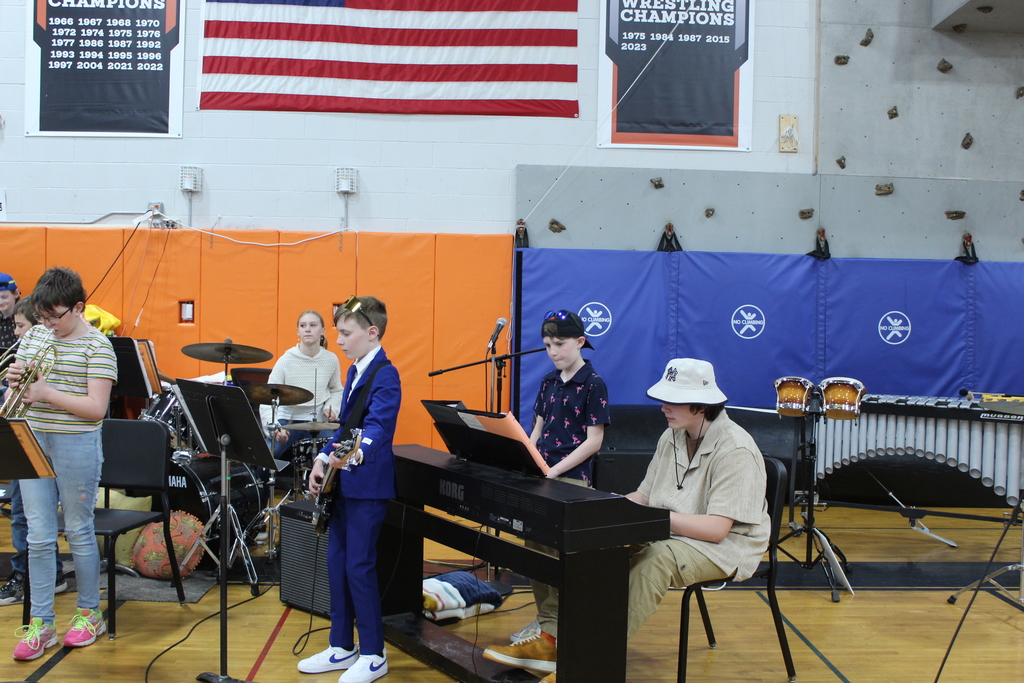 students playing in band