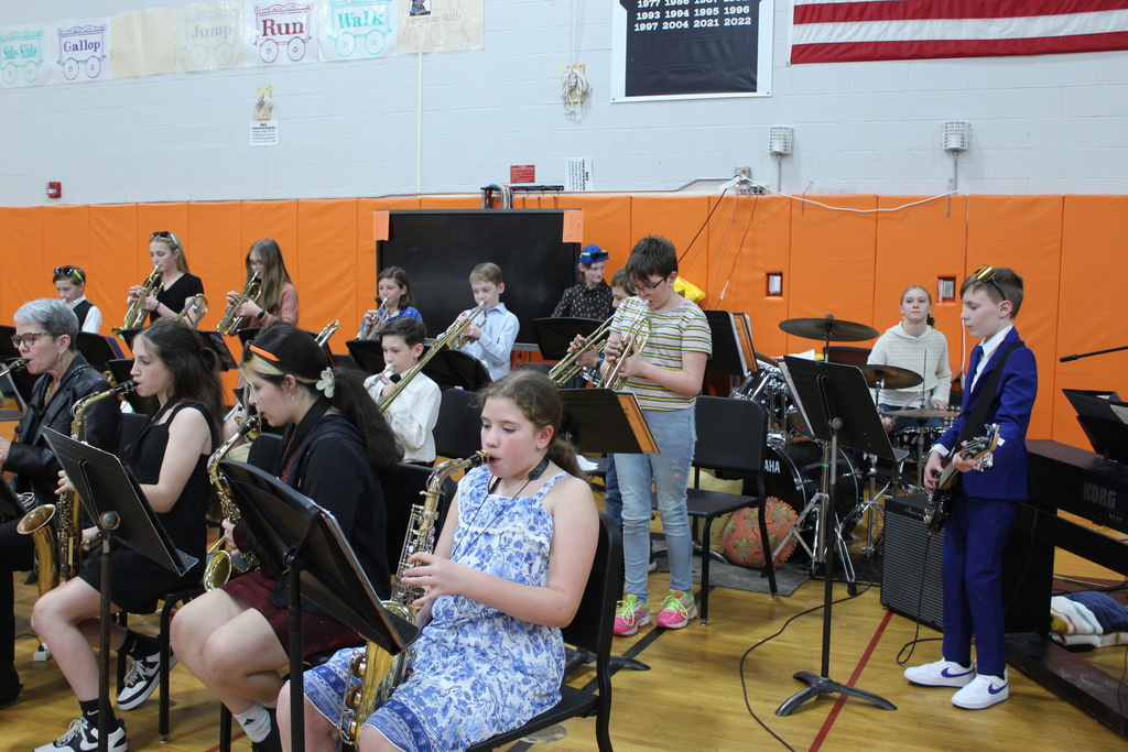 students playing in band