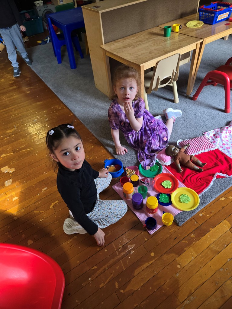 two girls playing in the playroom