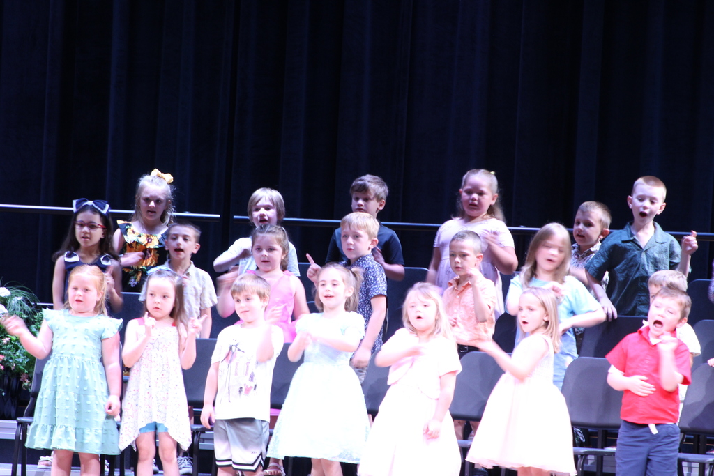 students performing on risers on stage