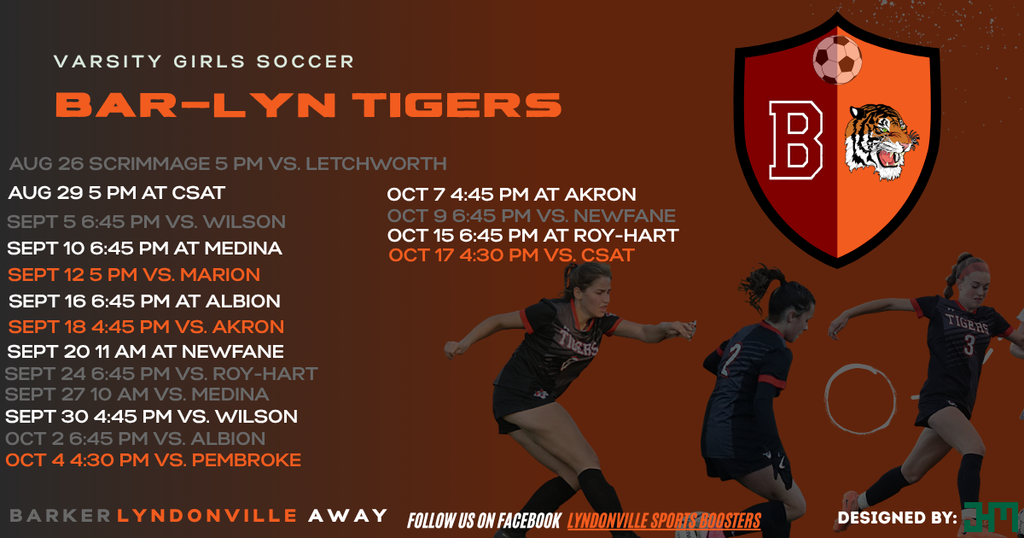 varsity girls' soccer games list