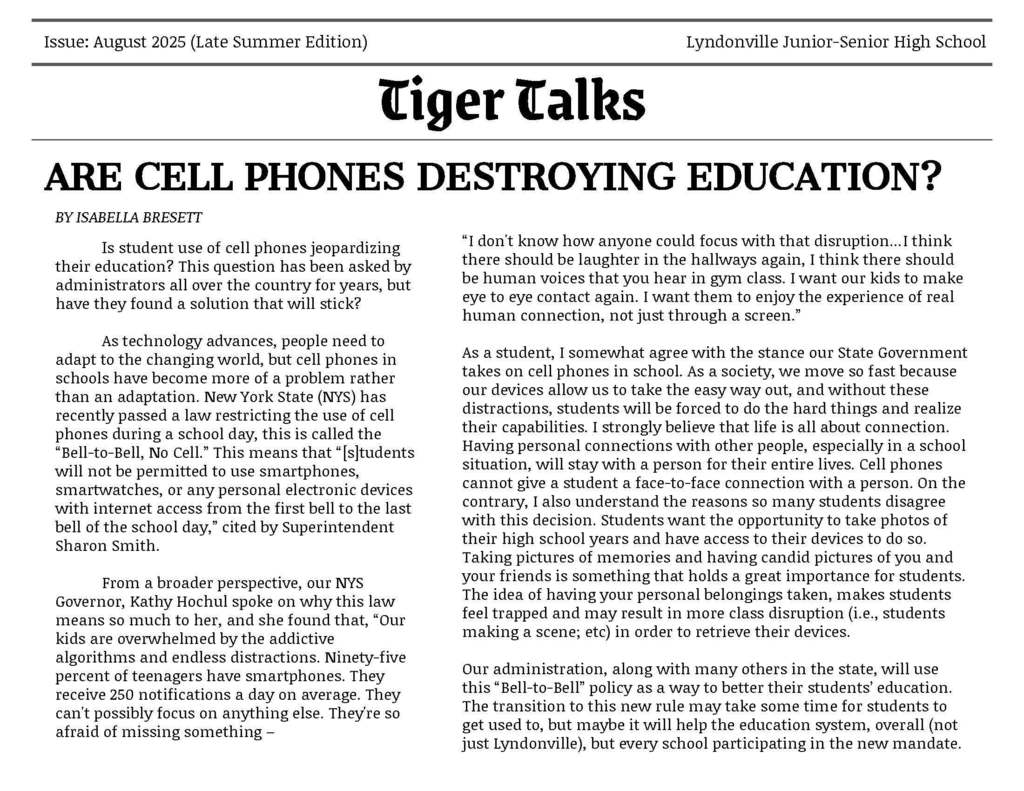 school newspaper cover image for back to school issue