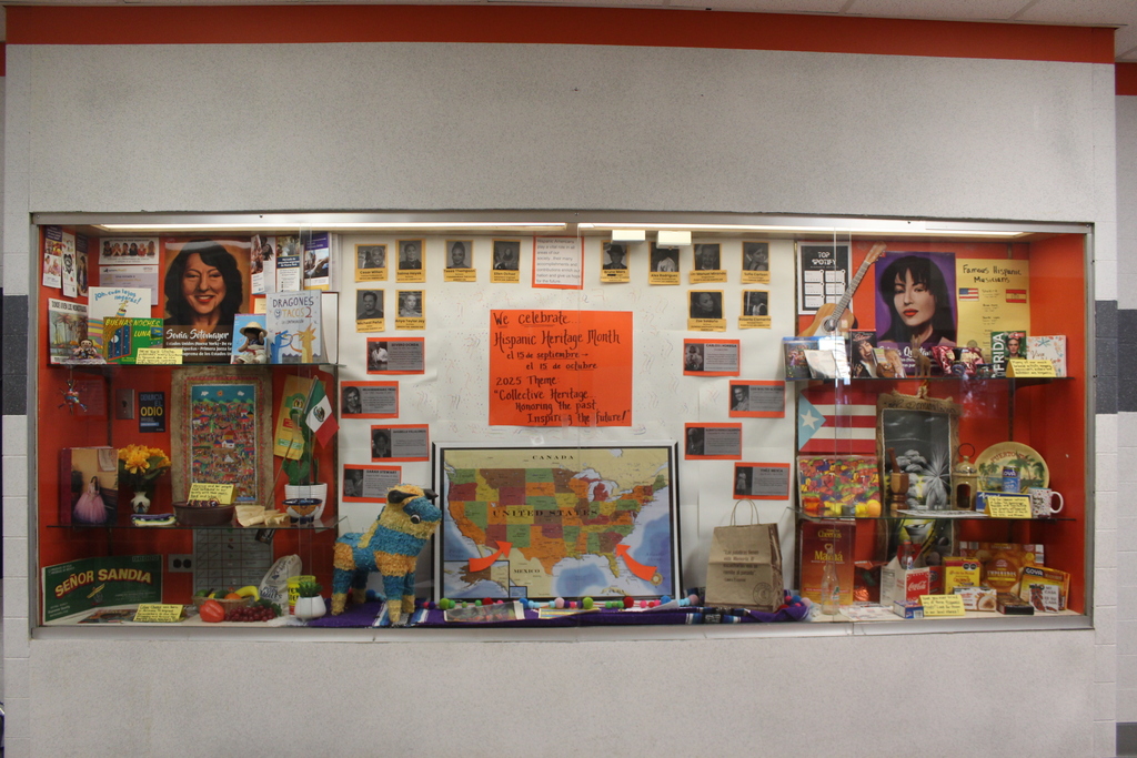 display case for hispanic heritage month