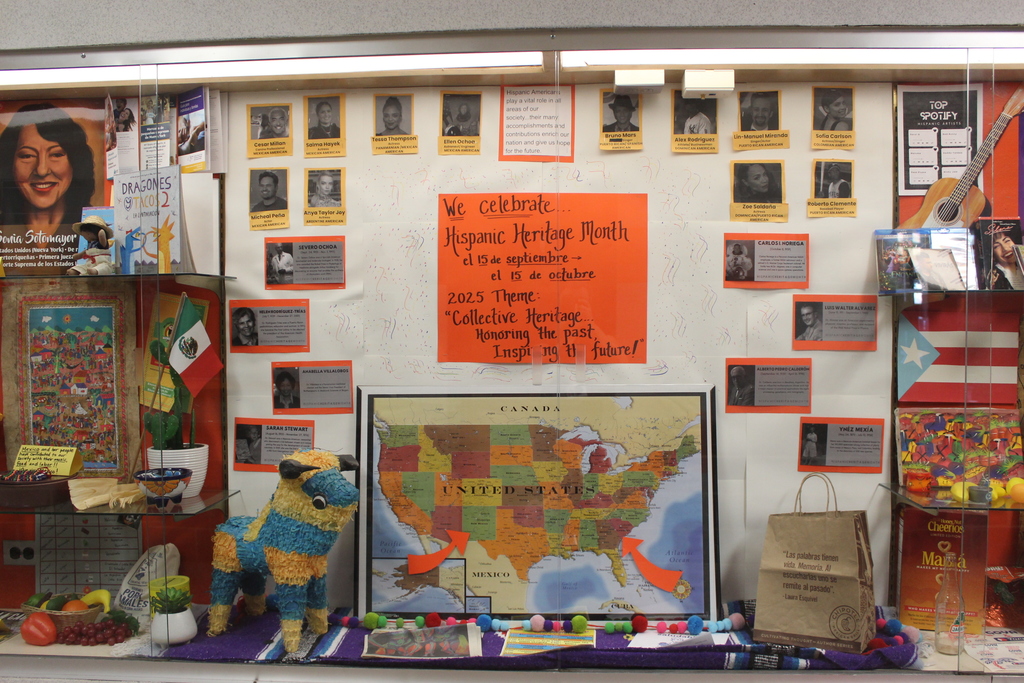 display case for hispanic heritage month