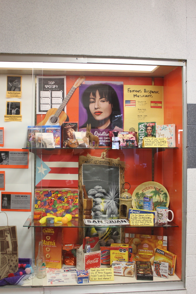 display case for hispanic heritage month