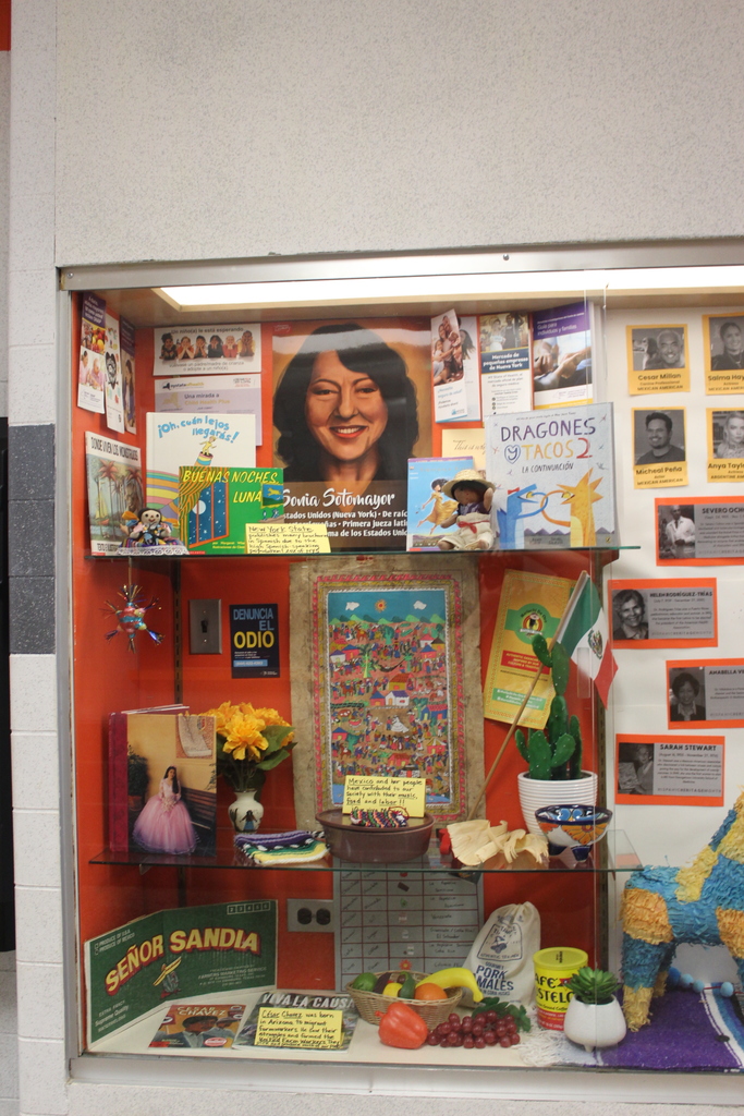 display case for hispanic heritage month