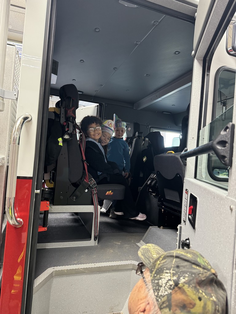 students in fire truck