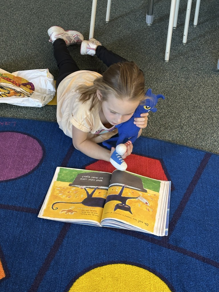 girl reading a book lying on the floor