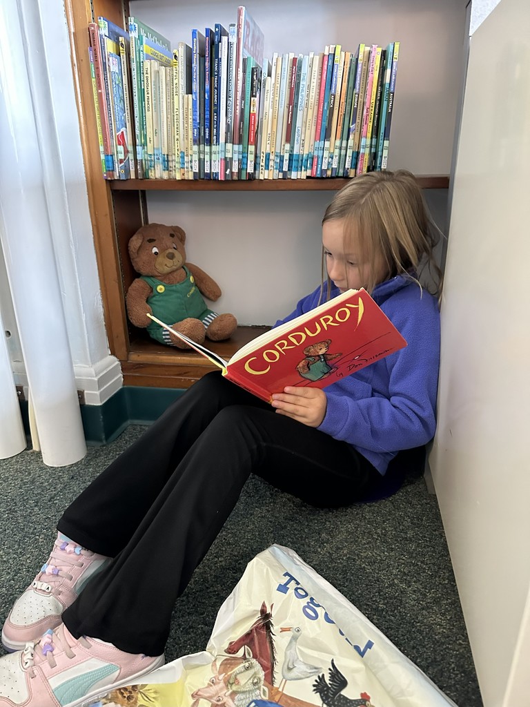 girl reading a book sitting on the floor