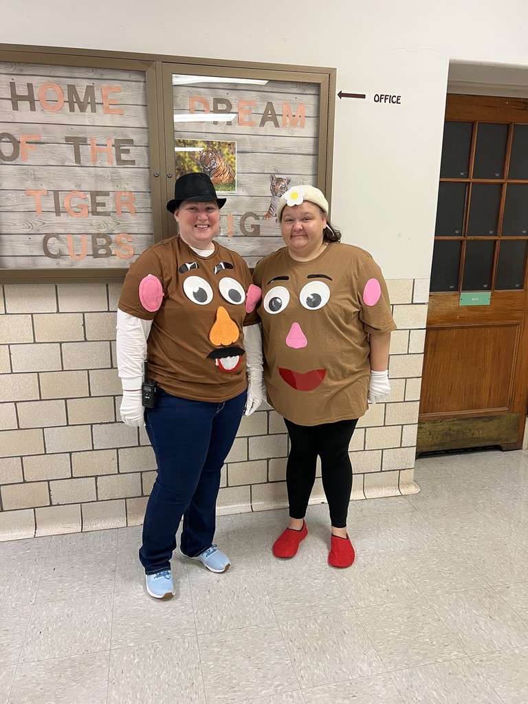 two teachers dressed at potato heads