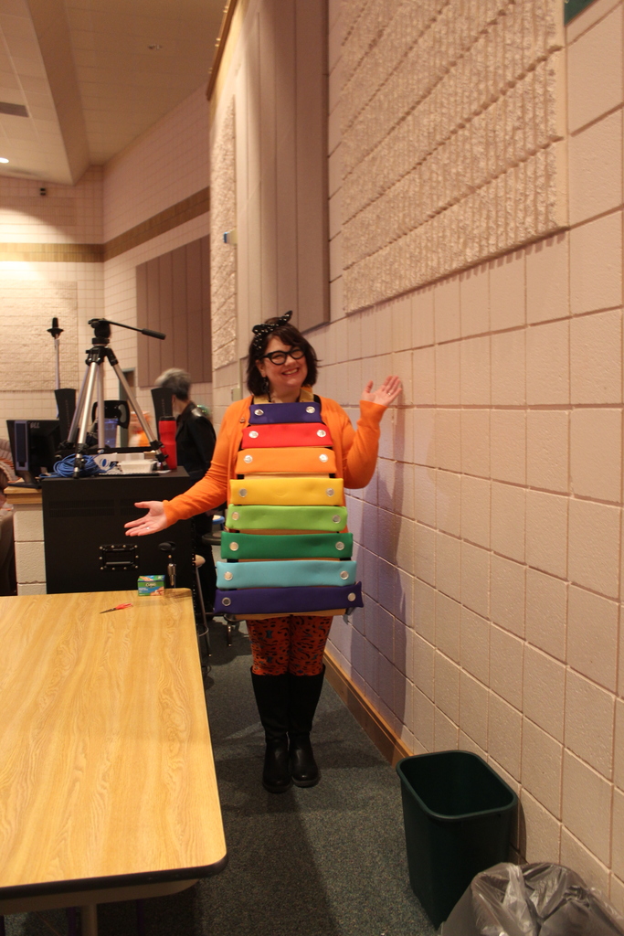 teacher in xylophone costume