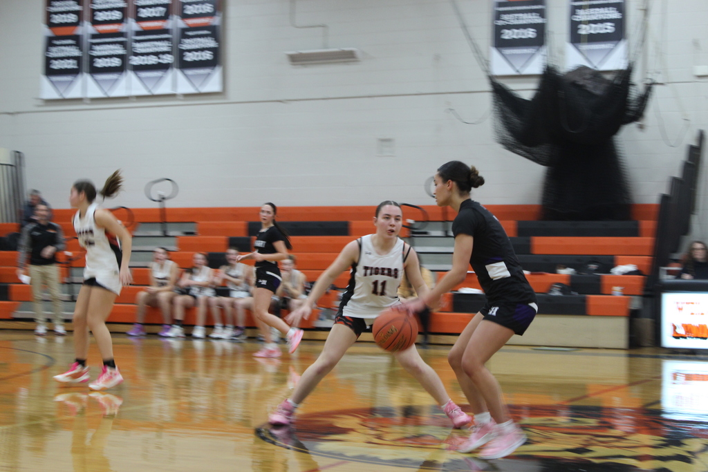 girls playing basketball in gym