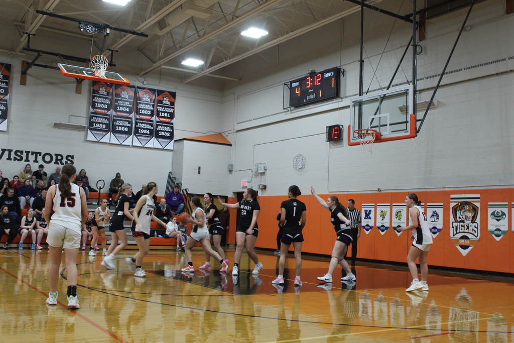 girls playing basketball in gym