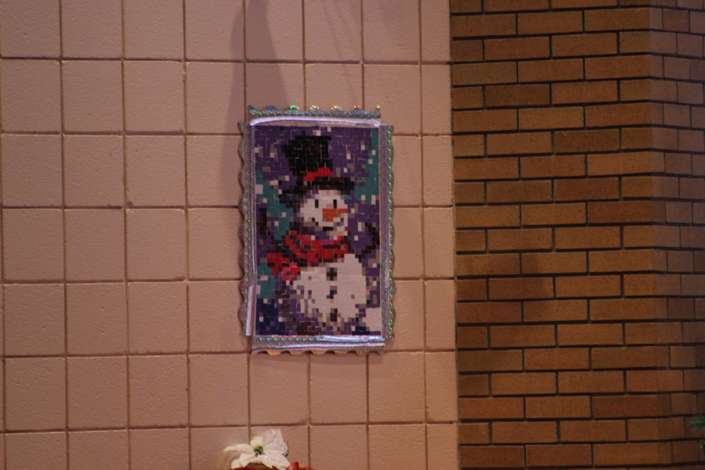 mosaic picture of a snowman