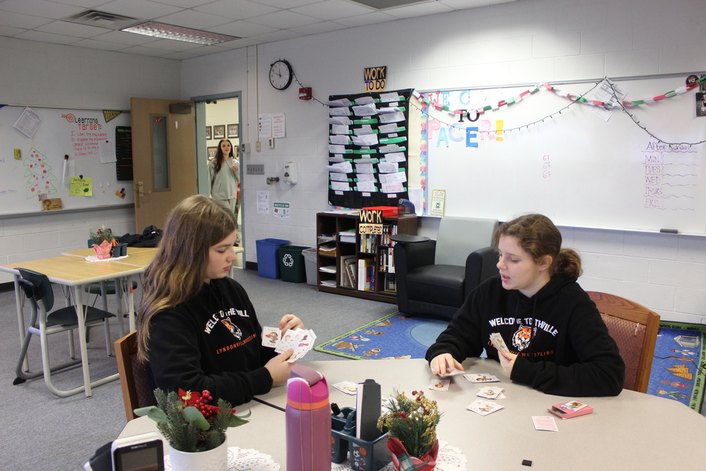 students playing cards