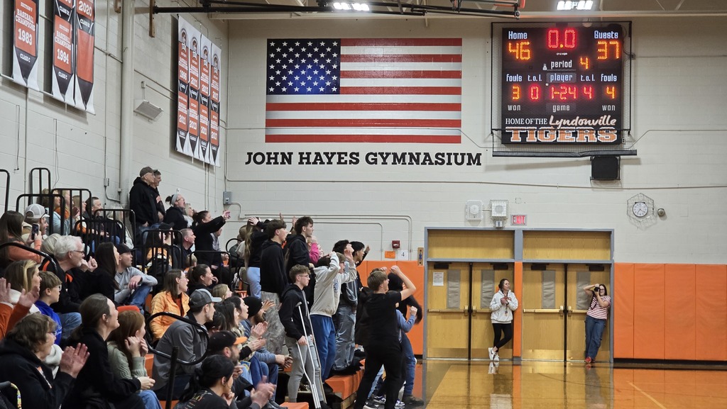 crowd cheering at basketball game