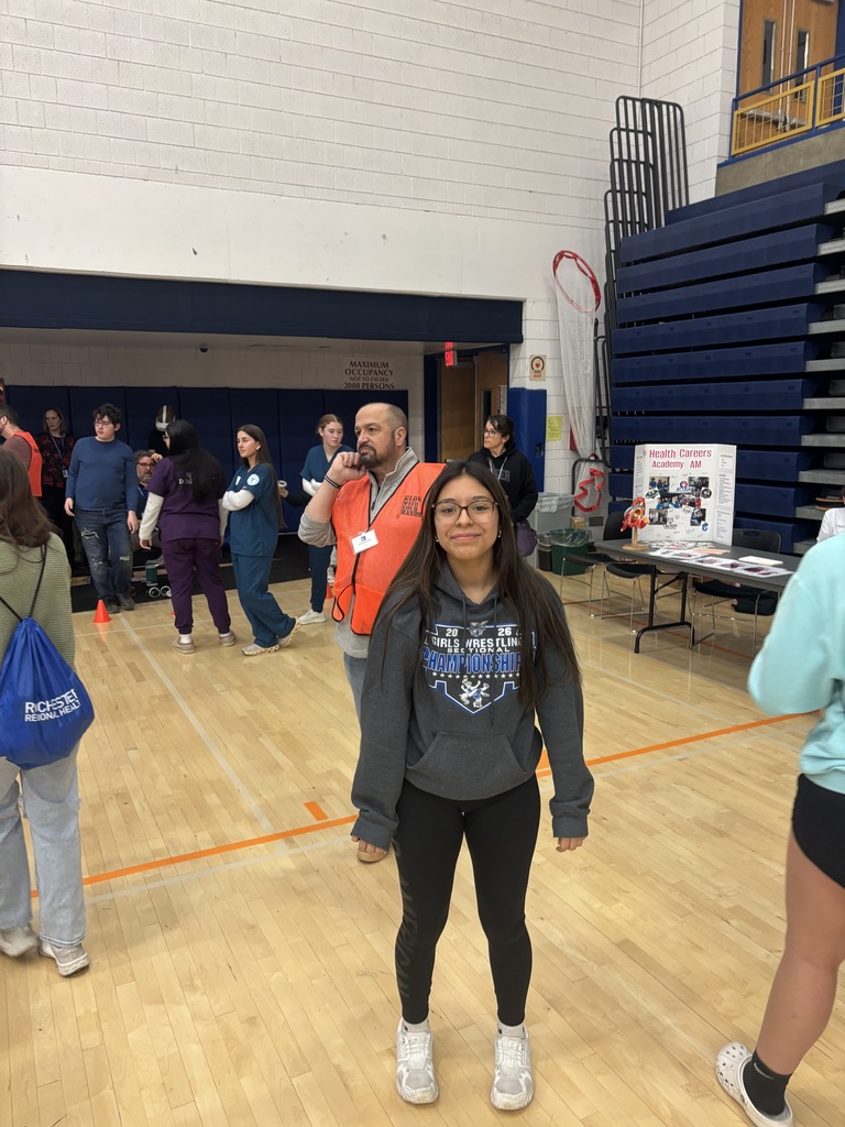 student at a health careers fair